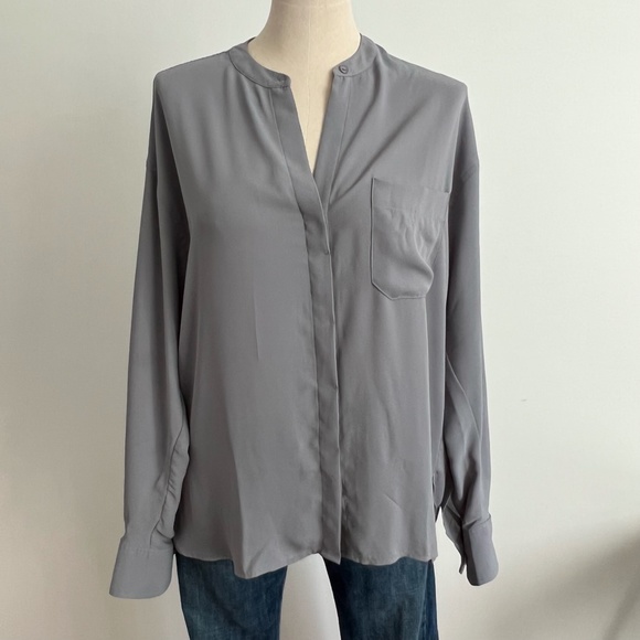 Violet + Claire - Grey Long Sleeve Button up Blouse / Shirt - Picture 3 of 12